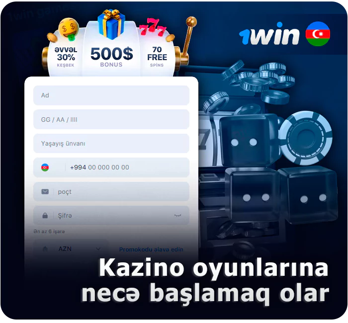 1Win kazinosunda qeydiyyat - onlayn kazino oynamağa necə başlamaq olar