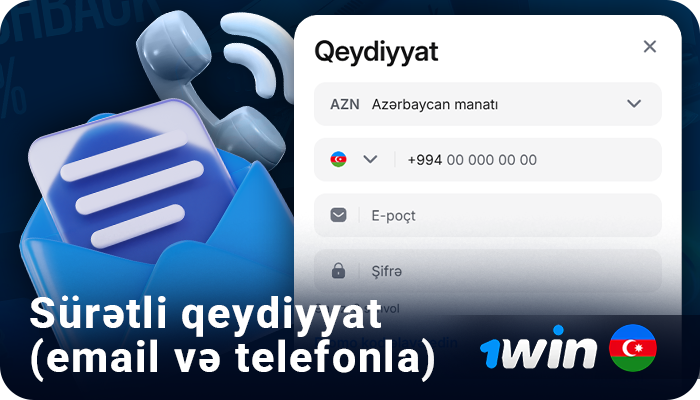 1win Kazinosunda e-poçt və telefon nömrəsi ilə qeydiyyat